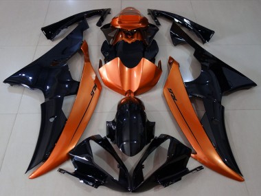 Carénages Moto Yamaha R6 2008-2016 - Orange Noir Brillant