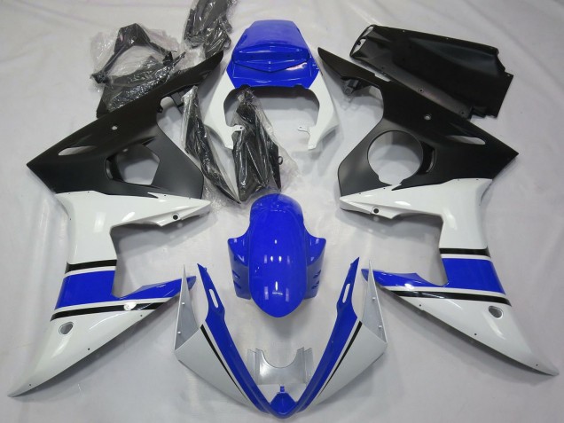 Carénages Moto Yamaha R6 2003-2004 - Blanc Bleu Noir Mat
