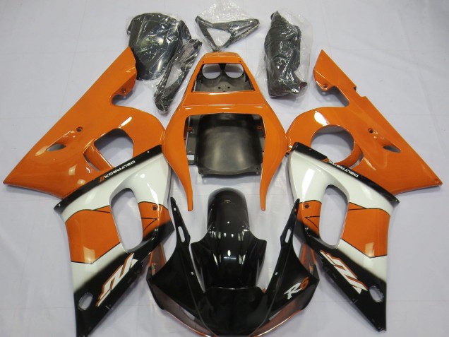 Carénages Moto Yamaha R6 1998-2002 - Orange Blanc Noir Brillant