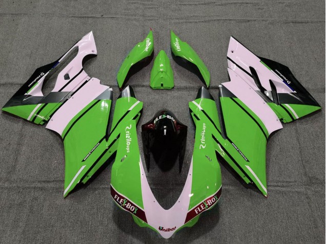 Carénages Moto Ducati 959 1299 2015-2020 - Blanc Vert Noir Brillant Unibat Flex-Box OEM Style