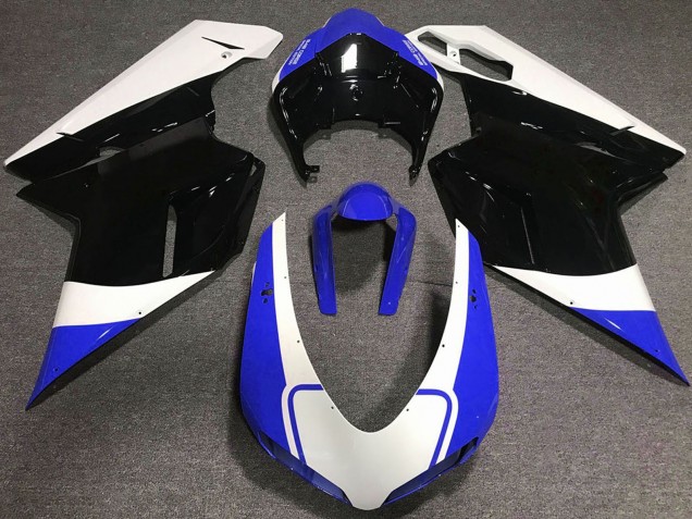 Carénage Moto Ducati 848 1098 1198 2007-2014 - Blanc Bleu Noir Brillant