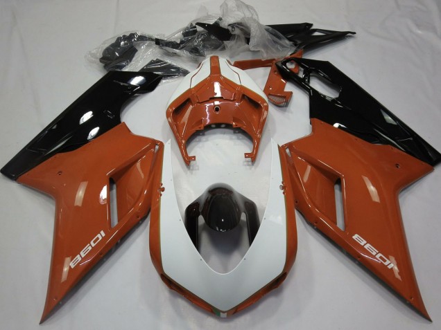 Carénages Moto Ducati 1098 2007-2014 - Brun Blanc Noir Brillant