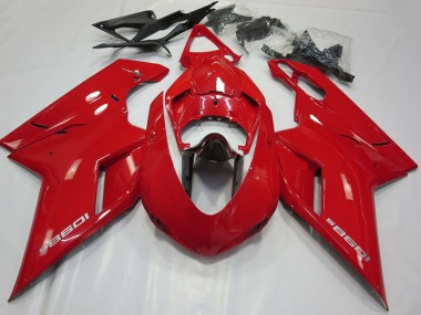 Carénages Moto Ducati 1098 2007-2014 - Rouge Brillant Noir Brillant