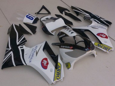 Carénages Moto Triumph Daytona 675 2006-2008 - Blanc Noir Brillant Flag