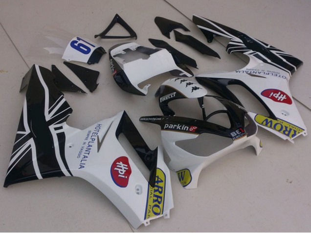 Carénages Moto Triumph Daytona 675 2006-2008 - Blanc Noir Brillant Flag