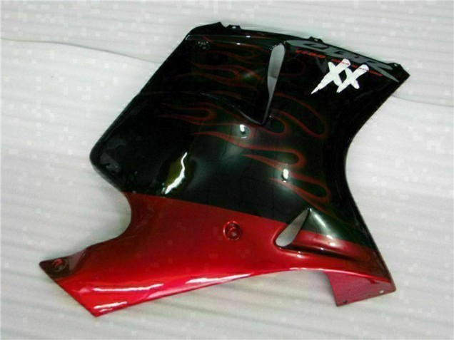Carénage Moto ABS Honda CBR1100XX Blackbird 1996-2007 - Noir Brillant Rouge Flamme