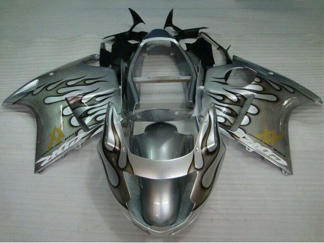 Carénage Moto Honda CBR1100XX Blackbird 1996-2007 - Argent Noir Flamme