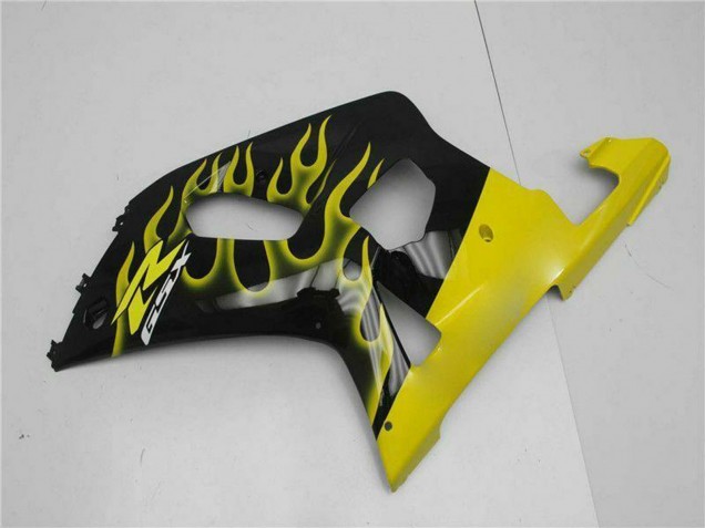 Carénages Moto Suzuki GSXR 600/750 2001-2003 - Noir Brillant Jaune Flamme