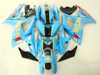 Carénages Moto Suzuki GSXR 600/750 2006-2007 - Bleu Clair Noir Jaune Rizla