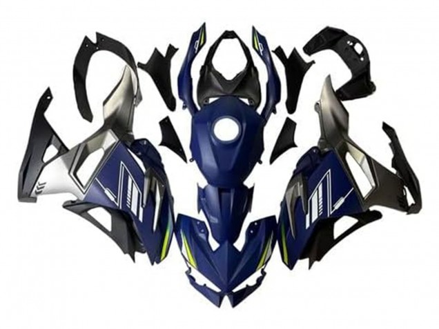 Carénages Moto Kawasaki Ninja 500 EX500R 2024-2025 - Bleu Blanc Jaune Argent Noir