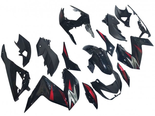 Carénages Moto Kawasaki Z250/Z300 2015-2016 - Noir Brillant Rouge Argent
