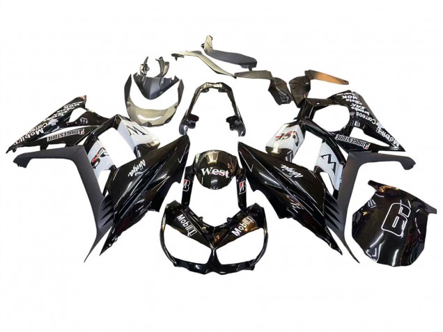 Carénages Moto Kawasaki Z1000SX 2010-2016 - Noir Brillant Or Blanc Mobil West