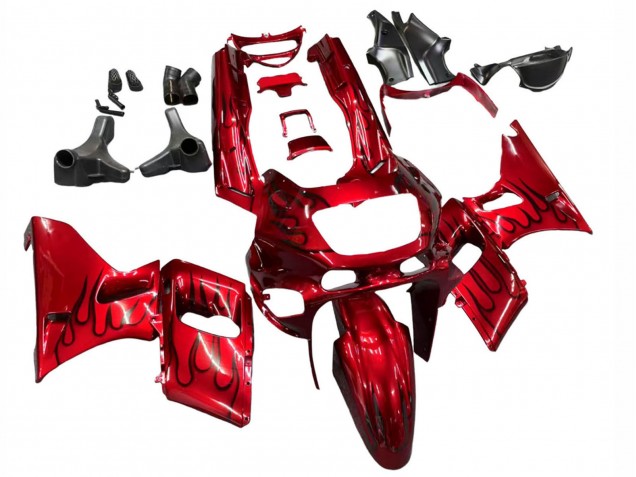 Carénages Moto Kawasaki ZZR400 1993-2007 - Rouge Noir Flamme