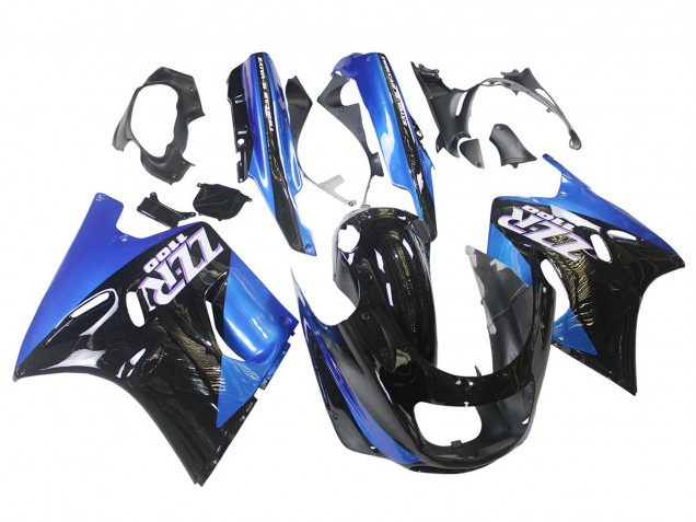 Carénages Moto Kawasaki ZZR1100 1990-1992 - Bleu Noir Brillant