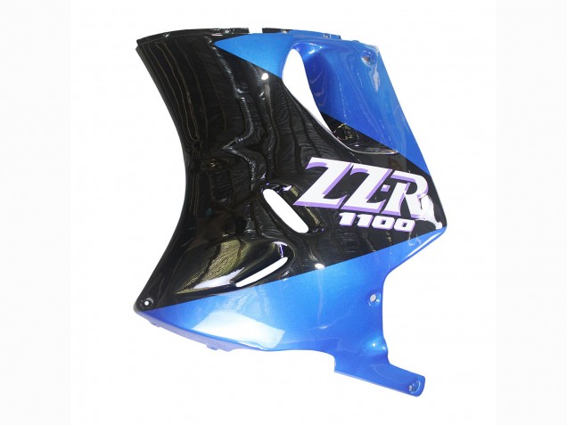 Carénages Moto Kawasaki ZZR1100 1990-1992 - Bleu Noir Brillant
