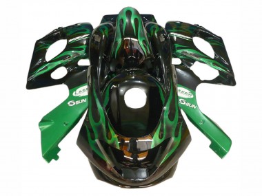 Carénages Moto Yamaha YZF600R Thundercat 1996-2007 - Noir Vert Foncé Flamme