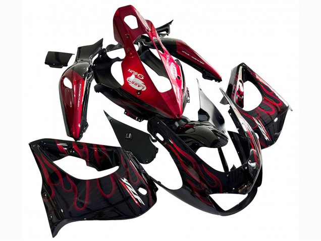 Kits Carénage Moto Yamaha YZF 1000R Thundecourses 1997-2007 - Noir Rouge Flamme