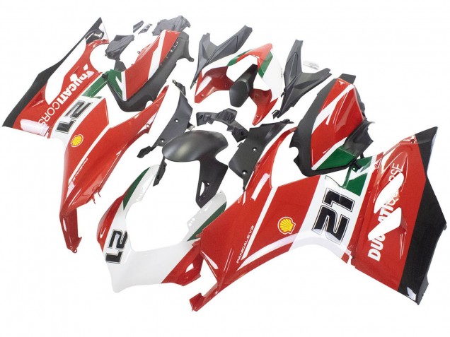 Carénages Moto Ducati Panigale V2 2020-2024 - Blanc Rouge Vert Noir Mat Corse 21
