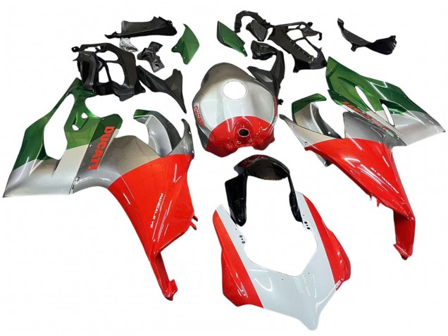 Carénages Moto Ducati Panigale V2 2020-2024 - Argent Rouge Vert