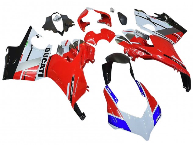 Carénages Moto Ducati Panigale V4 V4S 2018-2019 - Blanc Argent Rouge Noir Brillant