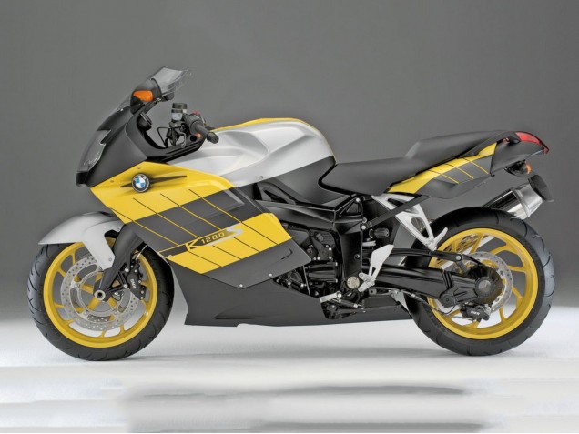 Carénages Moto BMW K1200S 2005-2010 - Jaune Argent Noir Mat