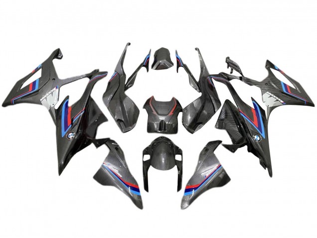 Carénage Moto BMW S1000RR 2019-2022 - Noir Bleu Rouge Fibre de Carbone