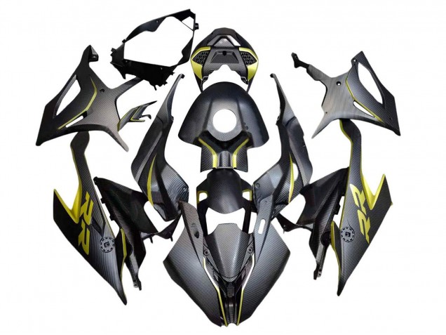 Carénages Moto BMW S1000RR 2019-2022 - Noir Jaune Fibre de Carbone