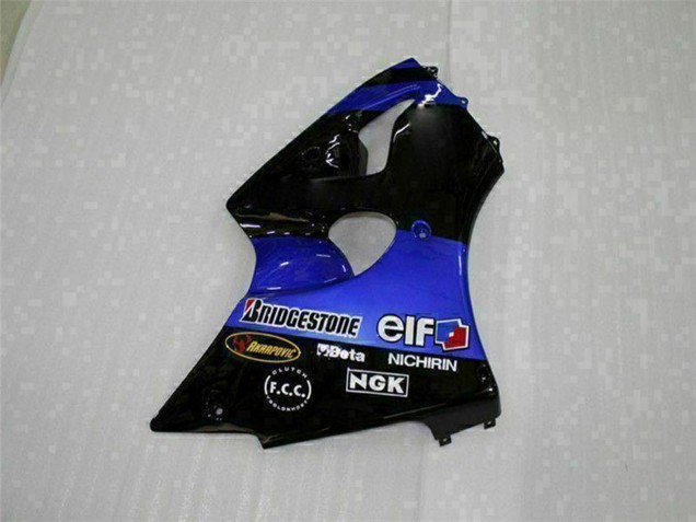 Carénages Moto Kawasaki ZX6R 2000-2002 - Bleu Noir Brillant Elf Bridgestone