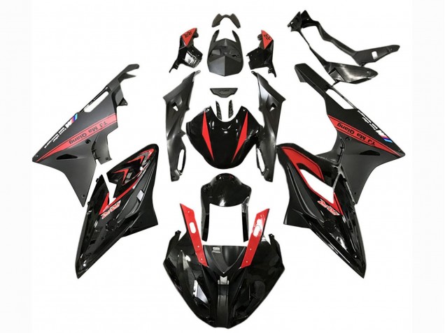 Carénages Moto BMW S1000RR 2017-2018 - Rouge Noir Brillant Noir Mat