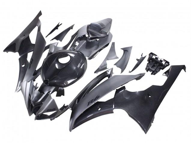 Carénages Moto Yamaha YZF 600 R6 2008-2016 - Gris Noir Fibre de Carbone Style