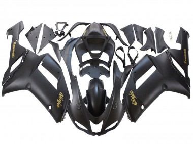 Carénages Moto Kawasaki ZX6R 2007-2008 - Noir Mat Jaune Logo Ninja