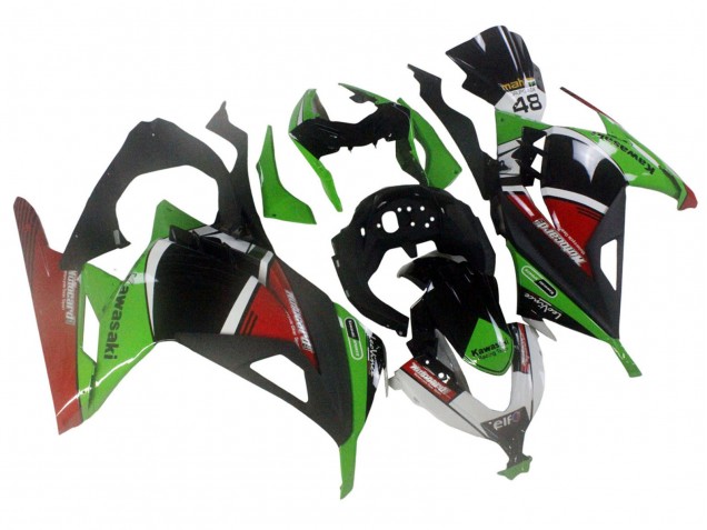 Carénages Moto Kawasaki EX300 2013-2024 - Vert Blanc Rouge Noir Elf