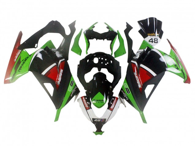 Carénages Moto Kawasaki EX300 2013-2024 - Vert Blanc Rouge Noir Elf