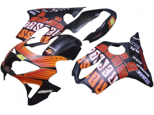 Carénages Moto Honda CBR600 F4 1999-2000 - Noir Mat Orange Rossi Repsol 46