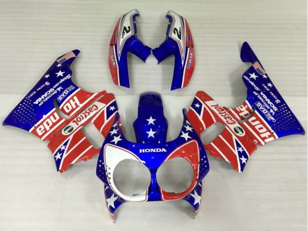 Carénages Moto Honda CBR900RR 893 1992-1993 - Blanc Rouge Bleu Étoile Castrol