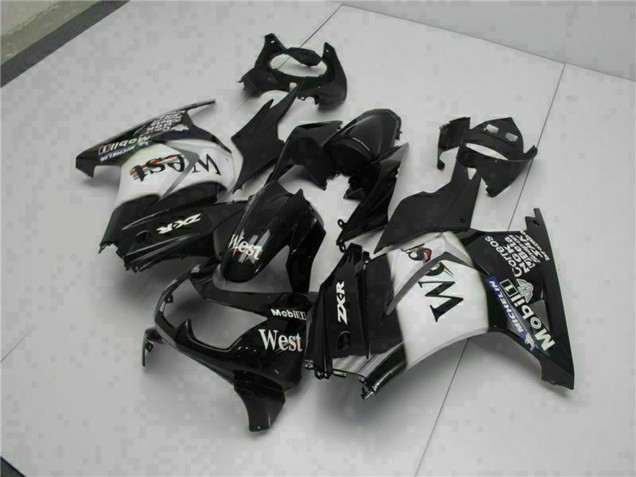 Carénages Moto Kawasaki EX250 2008-2012 - Noir Brillant Blanc West