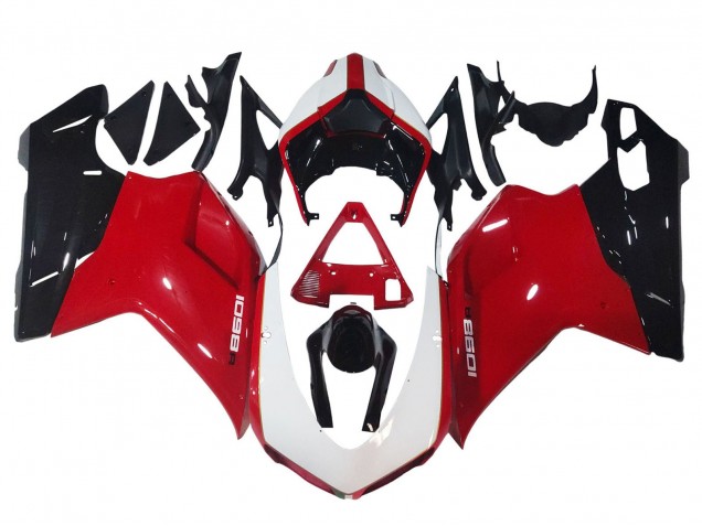 Carénages Moto Ducati 1098 2007-2014 - Blanc Rouge Noir Brillant