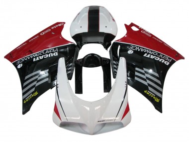 Carénages Moto Ducati 748/916/996/998 1993-2005 - Blanc Rouge Noir Brillant Courses Performance
