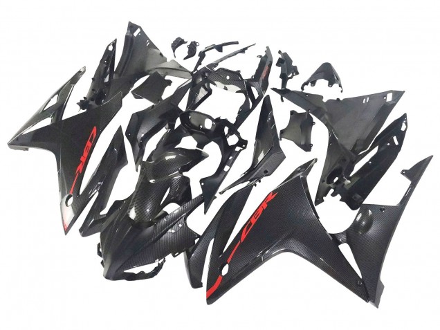 Carénages Moto Honda CBR500R 2016-2018 - Noir Fibre de Carbone Rouge