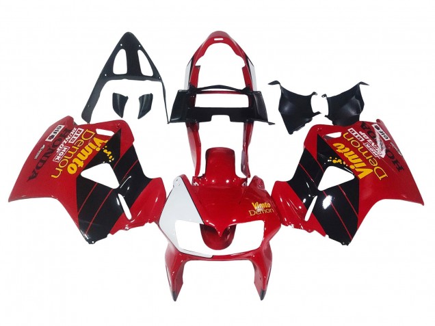 Carénages Moto Honda VFR 800 1998-2001 - Rouge Blanc Noir Brillant Vimto