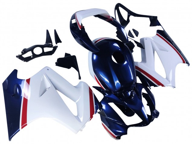 Carénages Moto Honda VFR 800 2002-2013 - Blanc Rouge Bleu Foncé