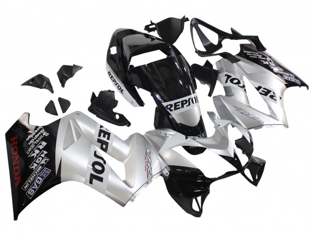 Carénages Moto Honda VFR 800 2002-2013 - Argent Noir Brillant Repsol