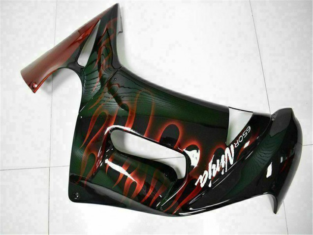Carénages Moto Kawasaki EX650 2006-2008 - Noir Brillant Rouge Flamme