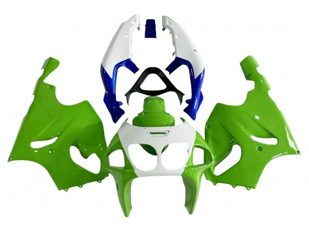 Carénages Moto Kawasaki ZX7R 1996-2003 - Blanc Vert Bleu