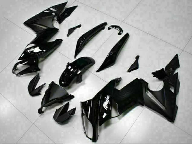 Carénages Moto Kawasaki EX650 2009-2011 - Noir Brillant Blanc Décalque