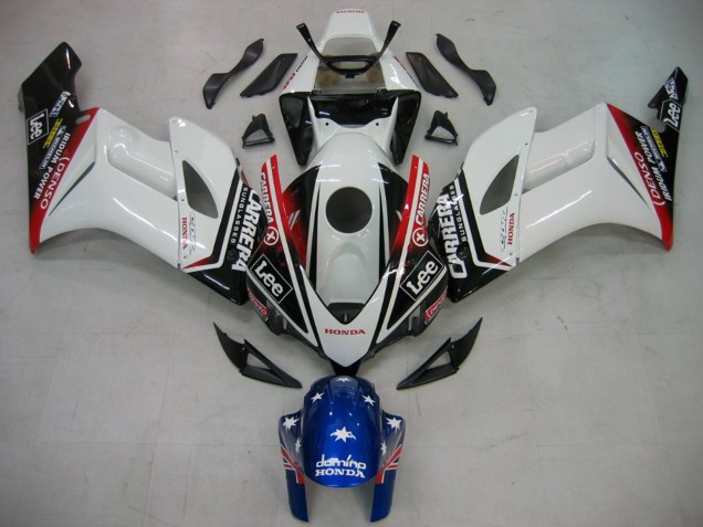Carénages Moto Honda CBR1000RR 2004-2005 - Blanc Bleu Rouge Noir Brillant Étoile Carrera Lee