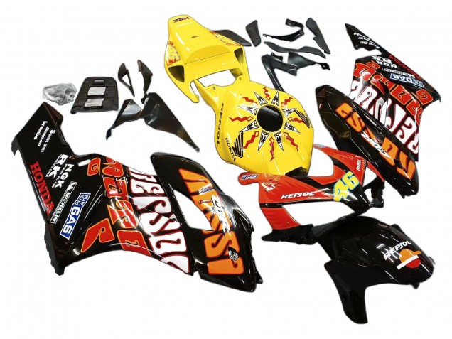 Carénages Moto Honda CBR1000RR 2004-2005 - Jaune Orange Noir Brillant Repsol Rossi 46