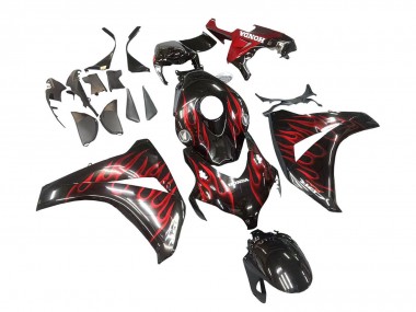 Carénage Moto Honda CBR1000RR 2008-2011 - Noir Brillant Rouge Flamme