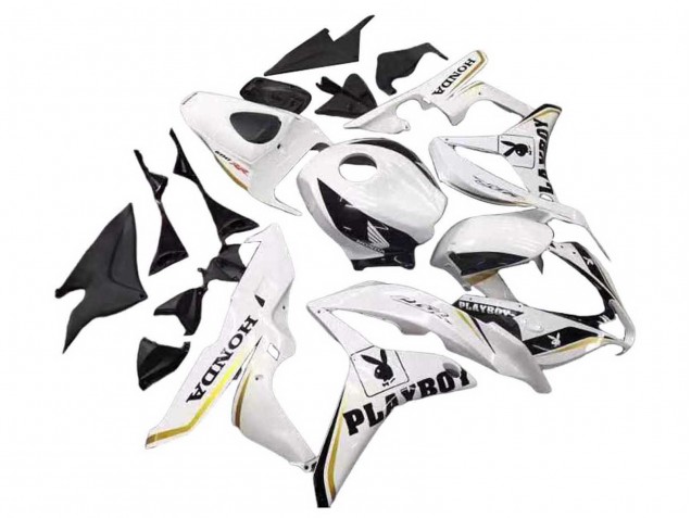 Carénage Moto Honda CBR600RR 2007-2008 - Blanc Or Noir Brillant Playboy