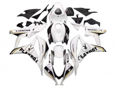 Carénage Moto Honda CBR600RR 2007-2008 - Blanc Or Noir Brillant Playboy